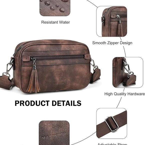 Lightweight Travel Purse for Women - Multi-Pocket Vegan Leather Crossbody Bag - Picture 5 of 8